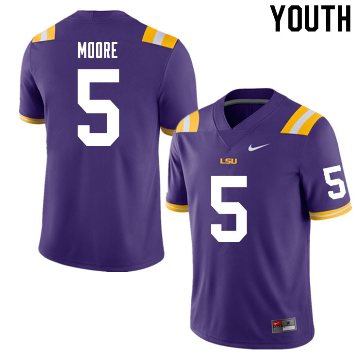 Youth #5 Koy Moore LSU Tigers College Football Jerseys Sale-Purple